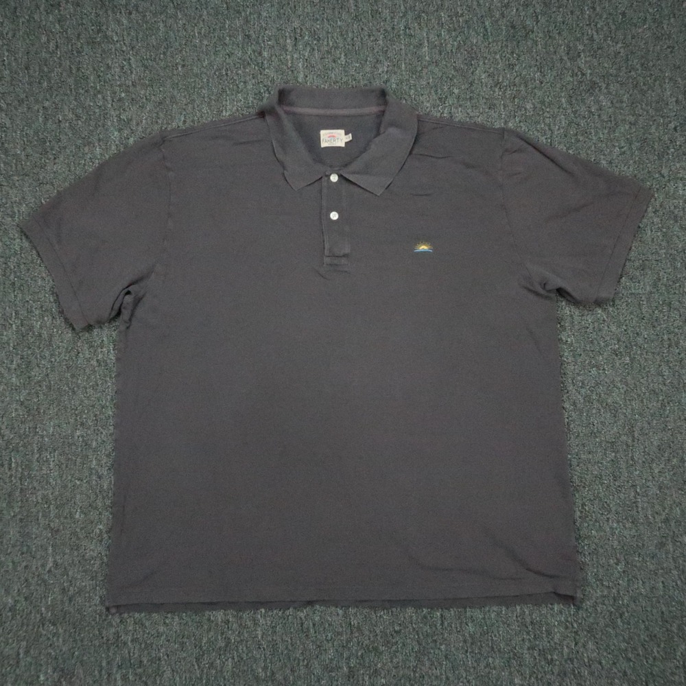 Faherty Shirt Mens Extra Large Washed Black Pique Polo Golf Lightweight Tencel - Picture 1 of 10